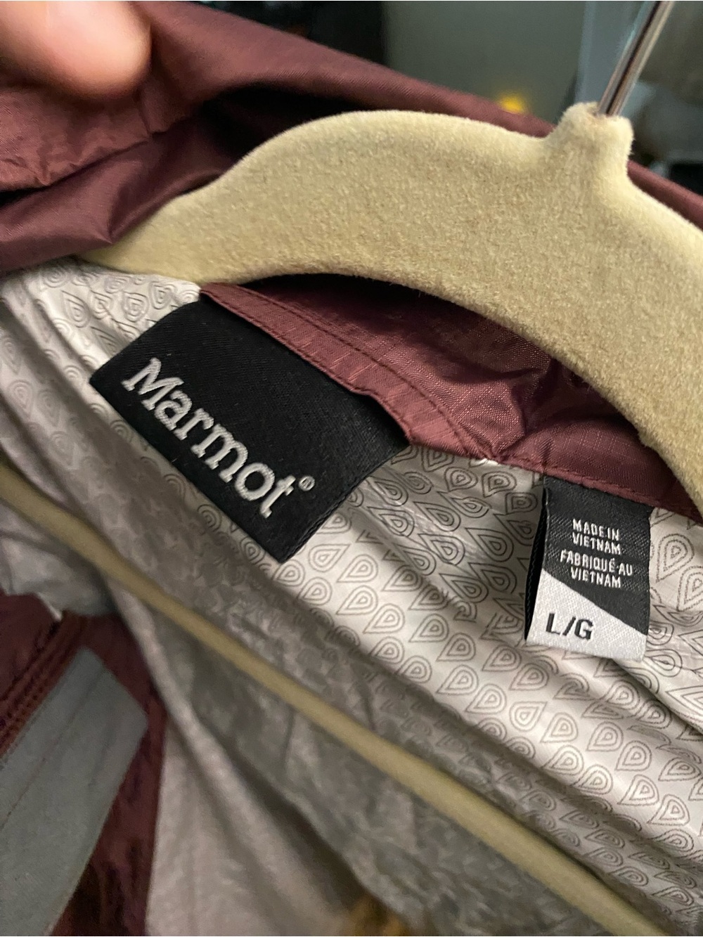 Marmot Men PreCip Jacket Hooded Windbreaker Maroon Size Large - Picture 4 of 4